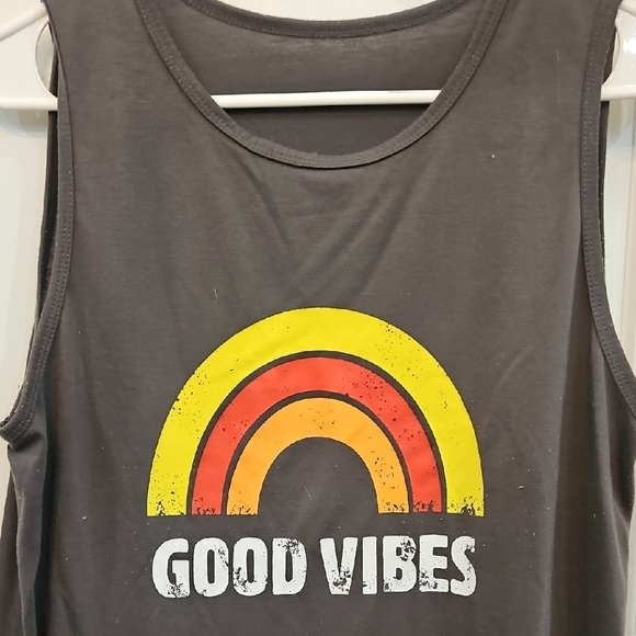 Charcoal Sleeveless Dress with Rainbow Design - Picture 2 of 3